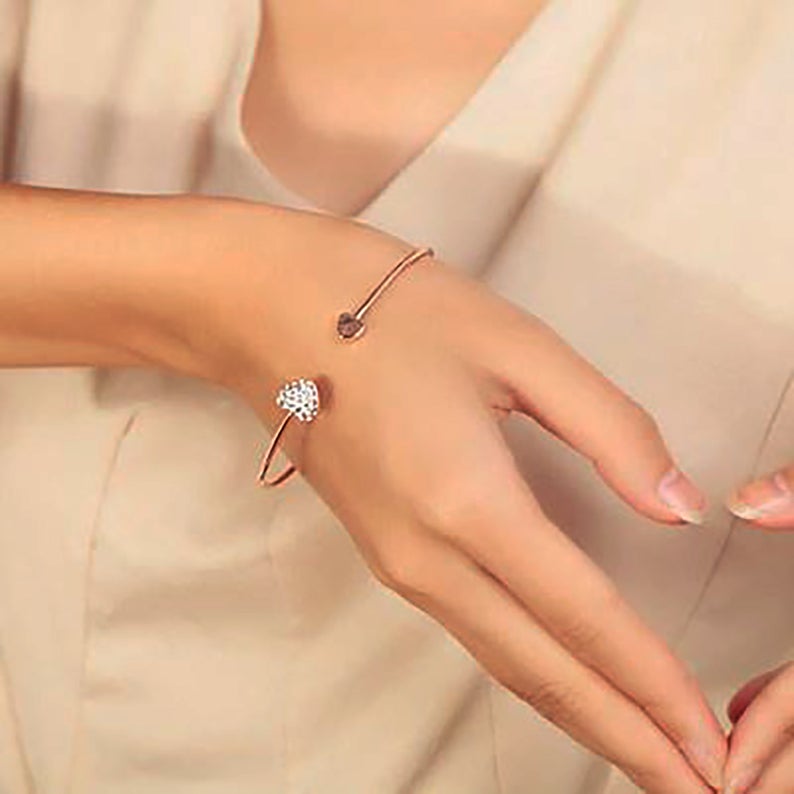Adjustable Double Heart Bow Bracelet For Women - jewelofkent