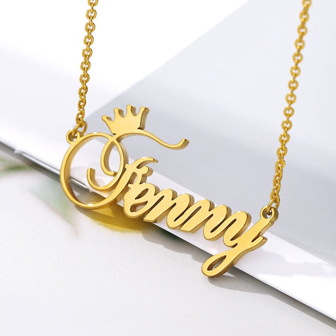 Personalized Name Necklace with Crown Necklace, Custom Name Necklace Bridesmaid Gifts, Personalized Gifts for Her Mothers Day Present - jewelofkent