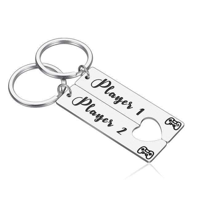 Personalized 2 Pcs/Set Heart Couples Keychain - Unisex for Men and Women in Stainless Steel Key Chain Anniversary Gift - jewelofkent