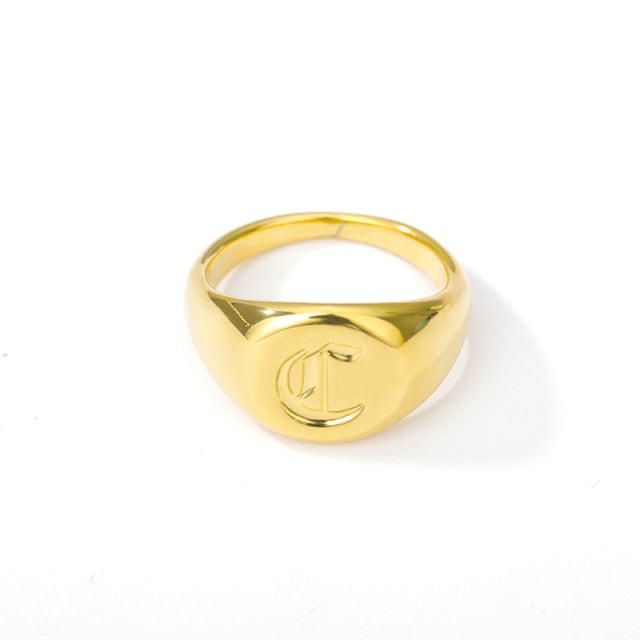 Signet Letter Ring | Personalized Initial Ring | Oval Signet Name Ring | Custom Ring For Women | Initial Gold Jewelry | Dainty Initial Ring - jewelofkent