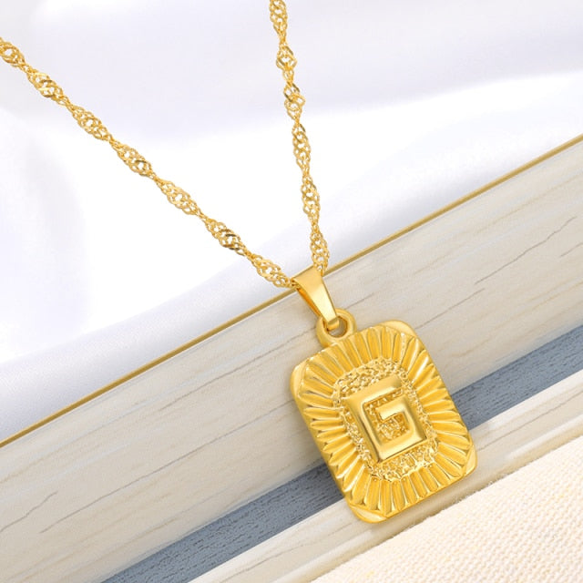Men and Women Initial Letter Necklace Pendant Charm Gold Cuban Link Personalized Chain Necklace Beautiful Gift for Her - jewelofkent